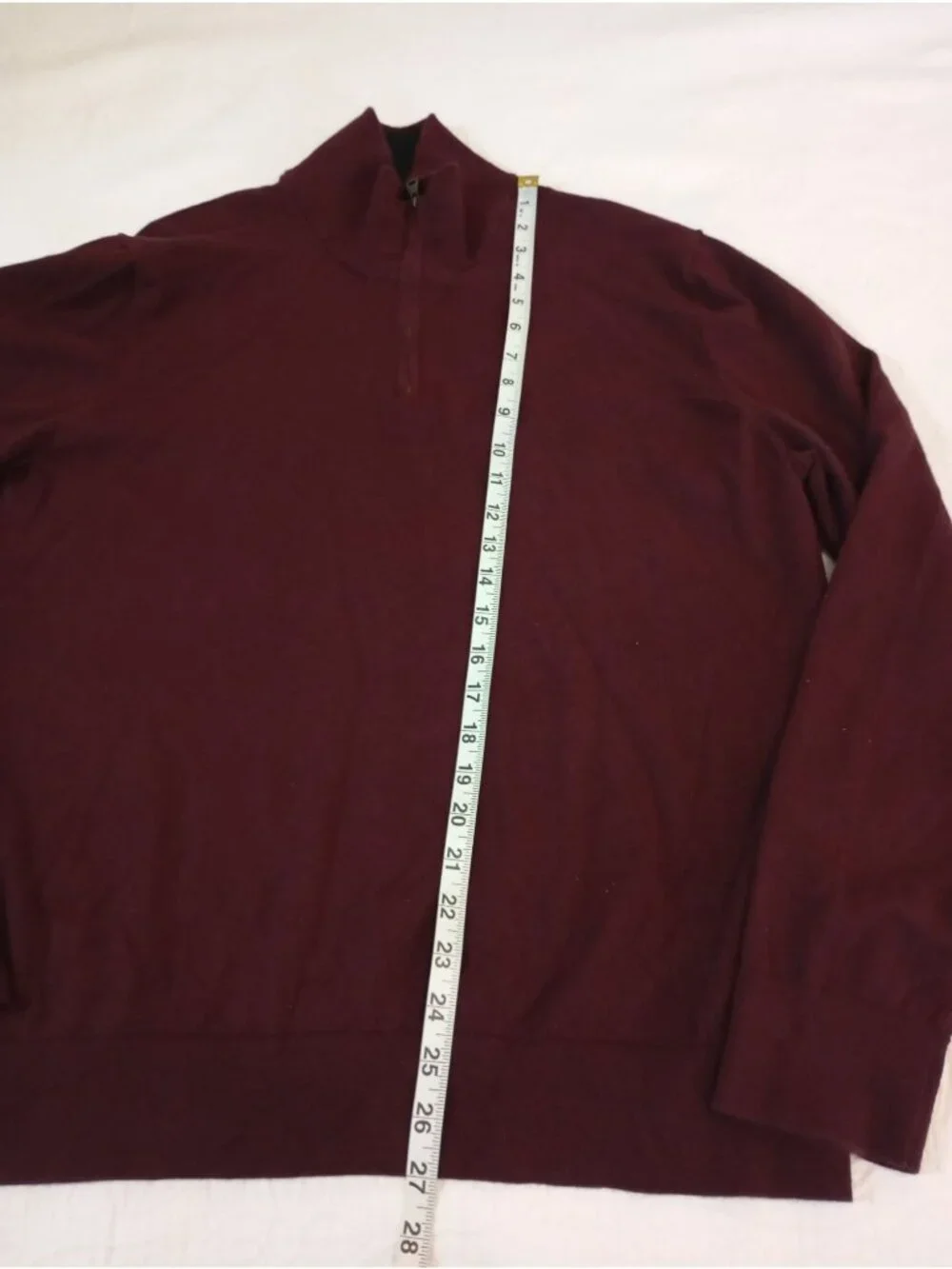 Banana Republic Mens Burgundy Half-Zip Sweater Size L Cotton & Cashmere Blend